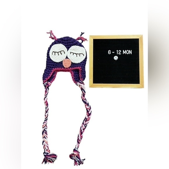 𝅺CROCHETED Owl Tie up Toque - Picture 2 of 5